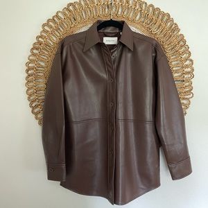 NWOT Aritzia Pelli Shirt Jacket Sz 2XS *Limited Edition Rich Mocha Brown*